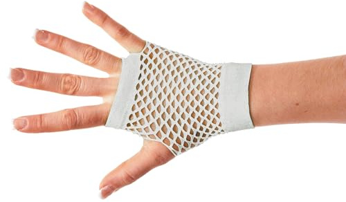Party Pro Kurzer weißer Netzhandschuh Erwachsene - Weiß