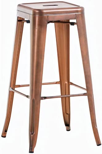 CLP Tabouret de Bar Joshua I Tabouret de Bar empilable en métal I Chaise de Bar avec Repose-Pieds I Hauteur d'assise 76 cm I Tabouret empilable, Couleur:cuivre
