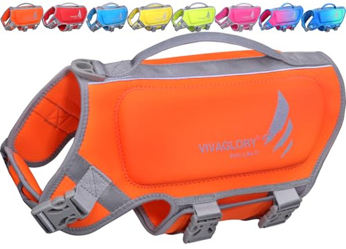VIVAGLORY Hunde Schwimmweste High Buoyancy Hundeschwimmweste, XS, Orange | Rettungswesten Hunde-Schwimmweste Schwimmweste zum Schwimmen, Auftrieb & Verstellbar for Hund