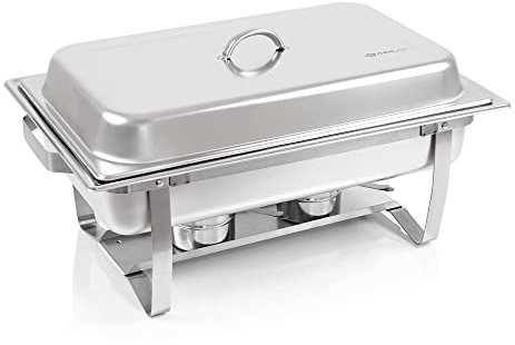 Mahlzeit Chafing Dish | Edelstahl Warmhaltebehälter Essen | Speisenwärmer, Speisebehälter, Buffet Wärmer, Wärmebehälter | Rechaud für Catering, Buffet und Party (Cannes (3X 1/3 GN-Behälter))
