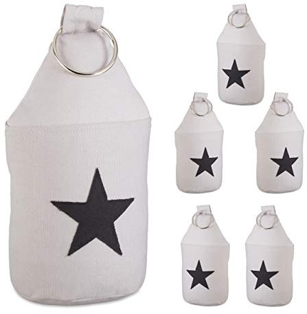 Relaxdays 2er Set Türstopper Stern, Türpuffer Stoff, Türsack Boden, extra hoch, mit Griff, dekorativ, HxD: 23 x 11 cm, grau