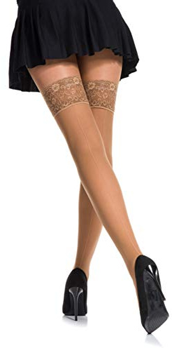 20 Denier Hold Ups strumpor med ryggsöm av Romartex, 6 färger, storlekar S-XL