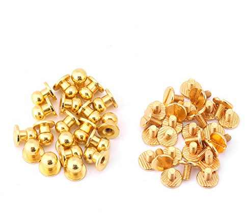 Rivet Couture en Laiton Massif, Boutons Goujons en Cuivre pour BRICOLAGE Cuir Ceinture Sac à Main, 20Pcs Outils de Pose