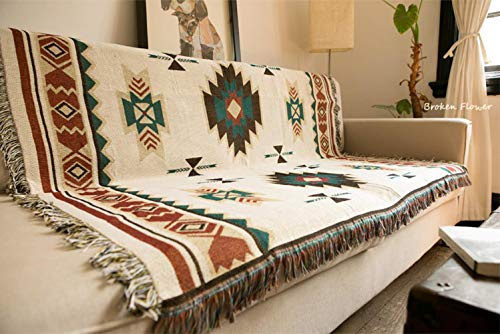 KaKille Ethno-Stil Decke - Geometrisch, Aztekenmuster, Navajo-Überwurf für Sofa, Kunst-Deko, Bohemian, 150 x 210 cm (1,5 kg)