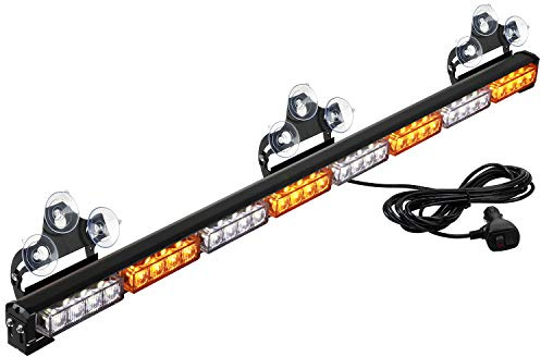 ASPL 36 32LED Traffic Advisor Light Bar Warning Emergency Strobe Light Bar Directional Flashing Emergency Caution Lighting Led Safety Lights with 16 ft Straight Cord (Amber/White)