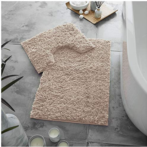 GC GAVENO CAVAILIA Luxuriöses, superweiches 2-teiliges Badematten-Set, rutschfest, extra saugfähig, 100% Polyester, Badezimmer-WC-Vorleger, normal (50 x 80, 50 x 40 cm), Blush Pink