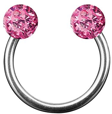 Taffstyle Piercing Chirurgenstahl Hufeisen mit Ferido Doppel Kristall Kugel | für Lippe Ohr Nase Intimbereich Augenbrauen