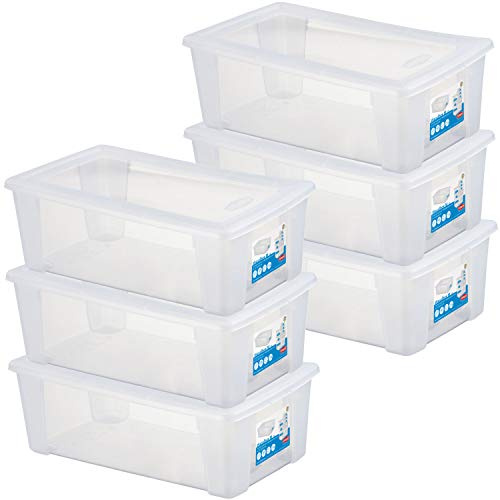 6 x Aufbewahrungsbox Deckel 5L 32x19x11cm transparent Shoe box Kunststoff