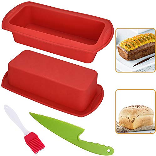 N/A OLRWSLG Pack of 2 Silicone Loaf Moulds, Non-Stick Silicone Baking Mould for Cakes and Breads, 22 x 9 x 6 cm