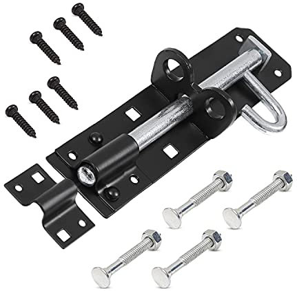 ZAVIA Brenton Bolt Door Lock | 6 (152mm) Black Powder Coated Gate Bolts for Wooden Gates | Strong Sliding Bolt Lock for Garden, Shed, Barn & Storage Doors