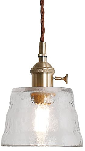 SDUYTEG Water Texture Plain Edge Glass Pendant Light 1-Light Adjustable Modern Ceiling Hanging Lamp Lighting Fixture E26/E27 Base Chandelier Suitable For Restaurant, Guest Hall, Bedroom, Study