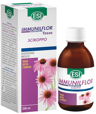 ESI - Immuniflor Tosse Secca e Grassa, Sciroppo Balsamico con Propoli, Idrata la Gola e Contrasta la Formazione di Muco, Calma l'Irritazione, Senza Glutine, 200 ml