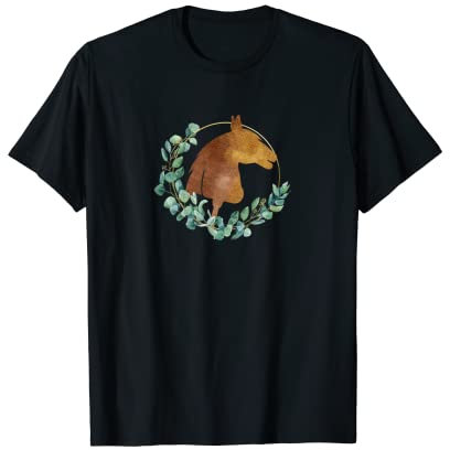 Hobby Horse mit Blumenkranz, Wasserfarben Design T-Shirt