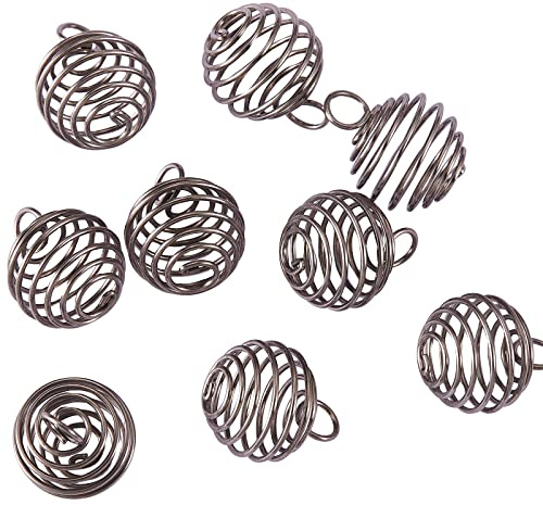 Airssory 10 Stück Edelstahldraht, runde Spiralperlen, Käfig-Anhänger, Drahtwicklung, Edelsteinhalter, Anhänger für Schmuckherstellung und Basteln