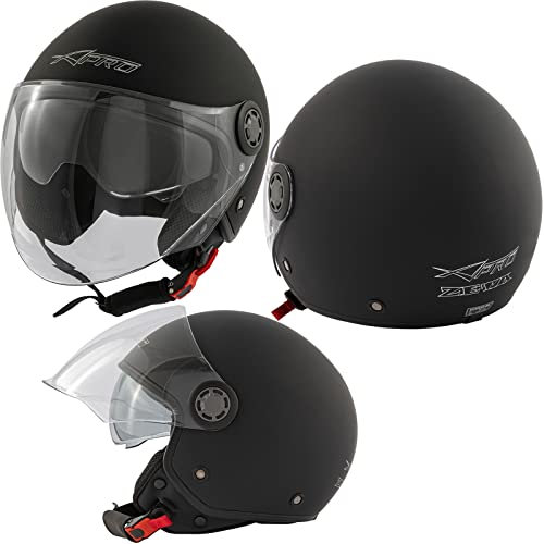 Scooter Jet Casque Moto Visière Longue Pare-Soleil ECE 22 06 Certifié Noir Mat M