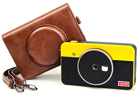 Rieibi Mini Shot 2 Retro Case, PU Leather Protective Case for Previous Version Kodak C210R Mini Shot 2 Retro 2-in-1 Camera/Portable Instant Printer with Shoulder Strap (Camera not Included)