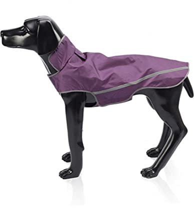 ACSUZ Verstellbare Oberbekleidung Für Hunde Regenmäntel wasserdichte Outdoor Jacke Mit Reflektierendem Streifen Und Leinenloch Für,Lila,XXL