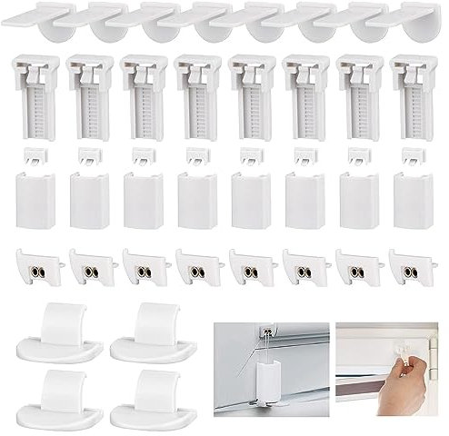 8 Stück Plissee Ersatzteile Klemmfix Halterung Rollohalterungen Bohrfreie Vorhangbefestigungen Keine Nägel und Kein Werkzeug Kein Bohren von Rollos an Türen und Fenstern