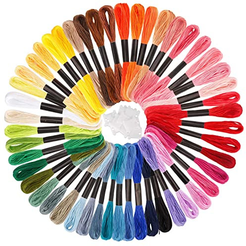 Caydo 50 Farben Stickgarn, Regenbogenfarben Stickfaden, Freundschaftsarmband Schnur für Armbandherstellung, Nähhandwerk