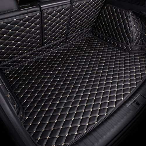 Auto Leder Kofferraummatte Kofferraumwanne für VW T-Cross 2019-2023, Antirutschmatte Kofferraum Schutzmatte Auto Zubehör,B/Black-beige
