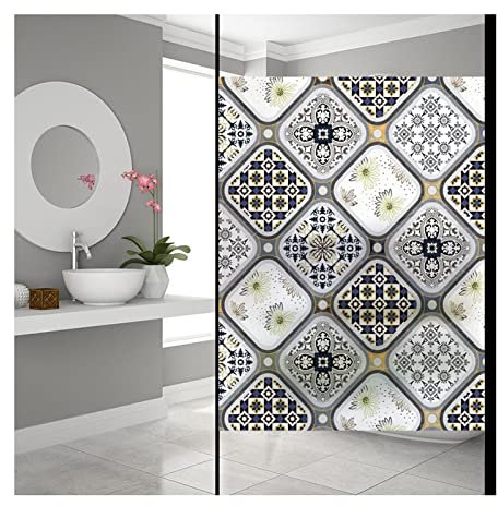 Siunwdiy Modern Bunt Fensterfolie Milchglasfolie Bad Folie für Duschkabine Milchglas Blickdicht Sichtschutzfolie Statisch Haftend Glastüren Badfenster,B,80x200cm
