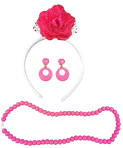Conjunto Diadema Flor, Pendientes Y Collar para NIÑA (FUXCIA)