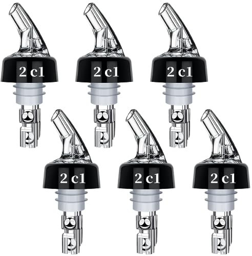 Yeelan 6 Stück Ausgießer Spirituosen, 2cl Flaschenausgießer Portionierer,Dosierer für Flaschen für Cocktails,Universal Flaschen Ausgießer für Wein & Schnaps Haushalt Bar Partys,Kunststoff, Auto-Pour