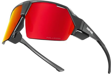 KAPVOE Polarisiert Fahrradbrille mit 2 Wechselgläser Herren Damen Sport Radsport Radfahren MTB Sportsonnenbrille Radbrille Sportbrille Fahren Baseball Laufen Golf Volleyball Angeln 01