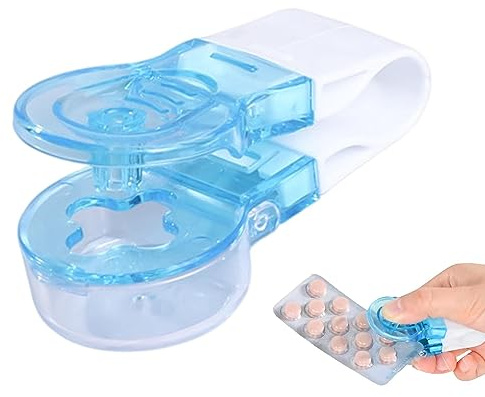 Pomurom Bouton Poussoir Pour Blister, Pilulier Portable Avec Rangement, Outil De Perforation Pour Expulser Facilement Les Comprimés