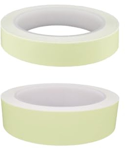 CRLLDPM 2 Pièces Bande Fluorescente, Ruban Adhésif Lumineux, Ruban Autocollant Fluorescent, Ruban Adhésif Phosphorescent de Sécurité, Bande Reflechissante Autocollante (1.5cm/2cm x 3Meter)