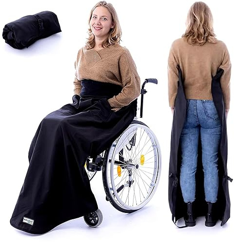 BELIEFF Manta Silla Ruedas - Manta para Silla de Ruedas - Saco Impermeable Silla de Ruedas - Fondo Abierto - Negro - Medium