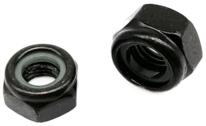 2/5/10/25 Stück M2 M2.5 M3 M3.5 M4 M5 M6 M8 M10-M16 304 Edelstahl Schwarze Mutter Sechskant Selbstsichernde Kontermutter (Color : Black carbon steel, Size : M16 2pcs)
