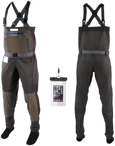 WIN.MAX Fishing Waders, Breathable Stocking Foot Waterproof Wader, Angelbekleidung Fliegenfischen Erschwingliche… (XXL)