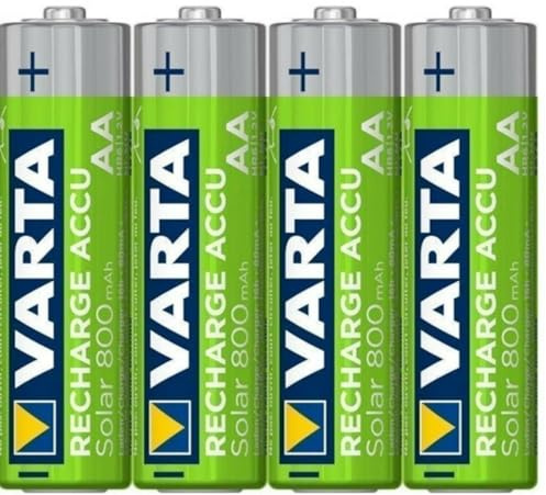 8X für Varta AA 800 mAH 1,2 V Solar Akku Mignon NiMh 56736 Bulk + 2X Akkubox zu Aufbewahrung von 4 STK. Mignon (AA) oder Micro (AAA) Batterien und Akkus mit Logo