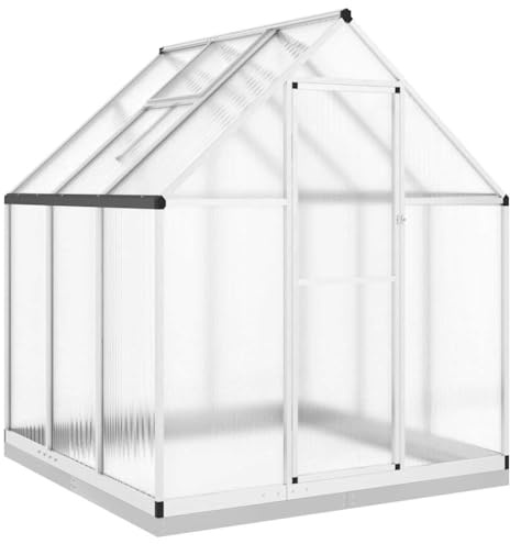 vidaXL Gewächshaus mit Fundamentrahmen Silbern 169x169x202 Aluminimum