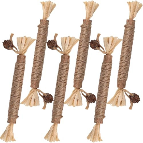 6 Stück Katzenminze Sticks, Kausticks für Katzen, Katzen Zahnpflege Spielzeug, Dental Kau-Sticks helfen bei Zahnstein & Mundgeruch Gesund Hygiene Zahnpflege