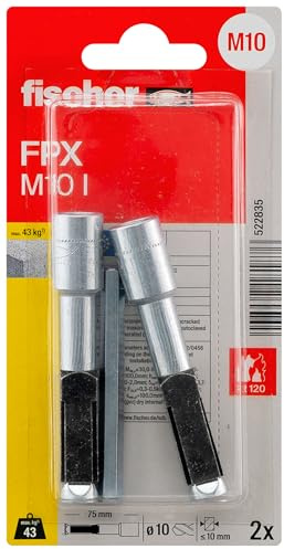 fischer Porenbetonanker FPX-I M10, Innengewindeanker mit 4-fach-Spreizung für Befestigungen in Porenbeton, einfache Montage, hohe Tragfähigkeit, ETA-zugelassen, 2 Stück, inklusive Setzwerkzeug