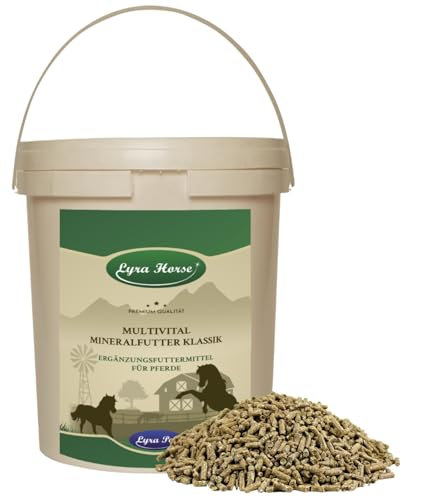 Lyra Horse® | 3,8 kg d'aliment minéral Multivital Classique Aliment pour Chevaux en Seau | Granulés de tourteau de Lin & Semoule de blé | Source équilibrée de nutriments | Riche en Calcium