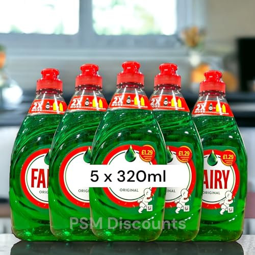Original Washing Up Liquid Green with LiftAction - 5 x 320ml by PSM Discounts, Price Mark £1.29