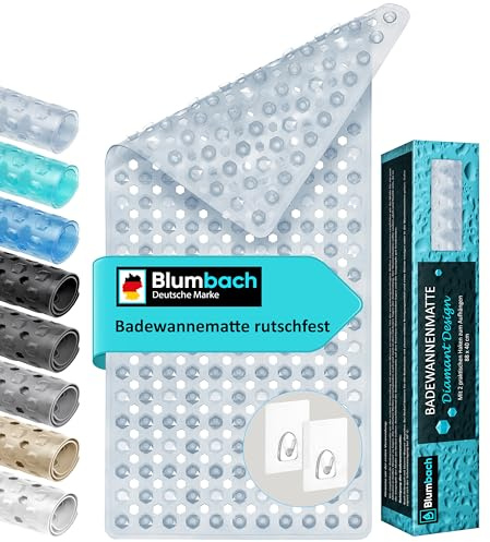 Blumbach® Badewannenmatte rutschfest 88x40cm - inkl. 2 Haken zum Trocknen