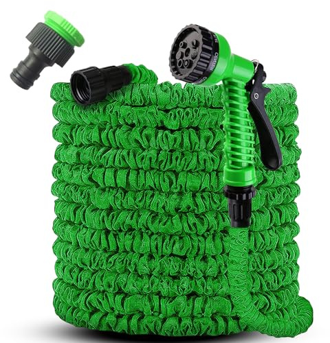 100FT Expandable Garden Hose Pipe, Flexible Expanding Water Hose with 3/4, 1/2 Connectors Lightweight & Anti-Leakage Pipe for Gardening