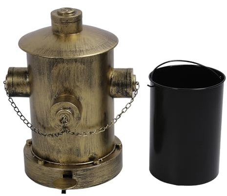 Pilipane Poubelle d'incendie en incendie avec un godet intérieur fer Europe Rétro pratique de grande capacité à pédale de fer forgé peut pour le bureau de plancher (Or)