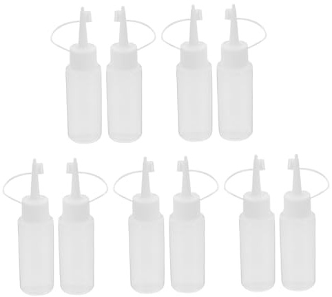 Operitacx 10 Pezzi Bottiglie Plastica Trasparente con Beccuccio Applicatore Ldpe Morbide per Colla e Vernice Flaconi da Spremere per Progetti Creativi e Hobby Tappi Sicuri Antispreco