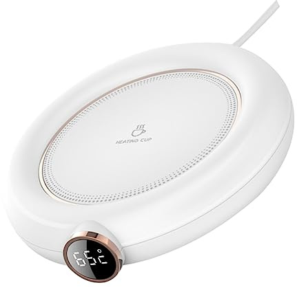Alipis Chauffe Tasse USB Blanc avec Affichage Numérique Tapis Chauffant Isolant à pour Bureau Maison et Café Tapis Préservant la Chaleur Coussin Chauffant Sécurisé Plastique