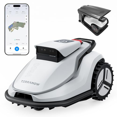 V600 Wire-Free Robot Lawn Mower for Gardens up to 600m² | Wire-Free Operation, App-Controlled Grass Cutting, No Boundary Wire Needed, Covers up to 600m², Quiet Automatic Mowing