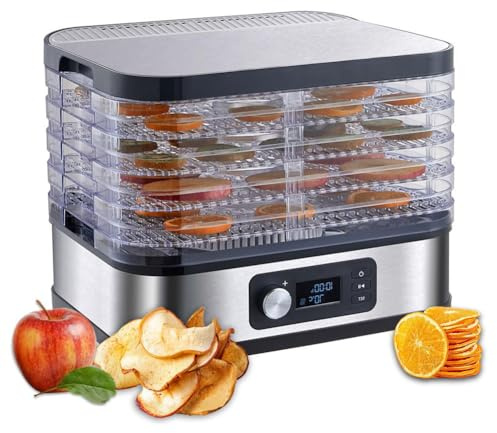Déshydrateur Alimentaire Séchoir À Fruits Électrique avec Minuterie de Température Réglable 35 70 °C pour Herbes Légumes Viande Et Friandises Animaux Compagnie