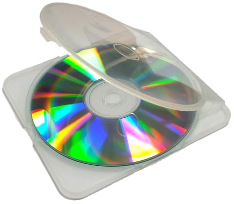 NEW-PAK CD SNAPTEK Clear Case - Slim Clear CD Jewel Case Single Disc – Square Clamshell Plastic Single Case - Transparent Durable Polypropylene CD/DVD Storage Case (10)