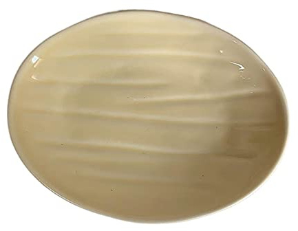 DTACBNEUZ plato hondo Plato Amarillo Crema con Rayas Irregulares Ovalado de Postre Fruta Ensalada Desayuno Plano Hondo