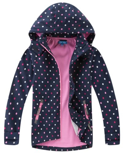 BuyiRen Girls Windbreakers Jacket Rain Jackets Hooded Raincoat Fleece Lined Rain Coats for Kids, 4-13 Years