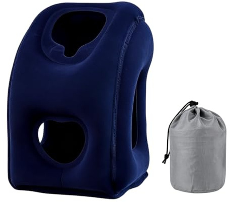 VETOLAKA Reisekissen, Flugzeug Kissen Tragbar Travel Pillow Faltbar Komfortabel, Nackenkissen Flugzeug Aufblasbar, Nackenhörnchen, Nackenkissen zum Schlafen auf dem Zug Zuhause Büro, Blau